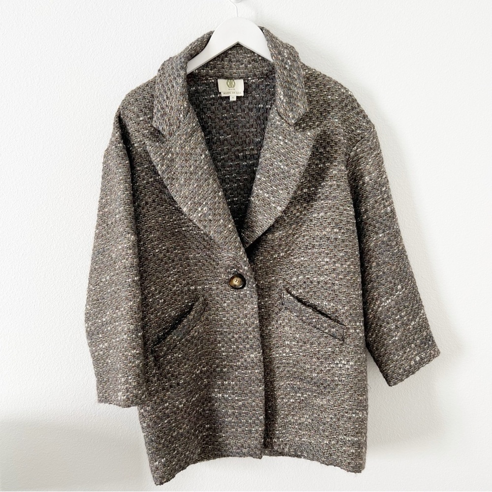 KOCH Tweed Coat with Pockets Free People Size Medium M